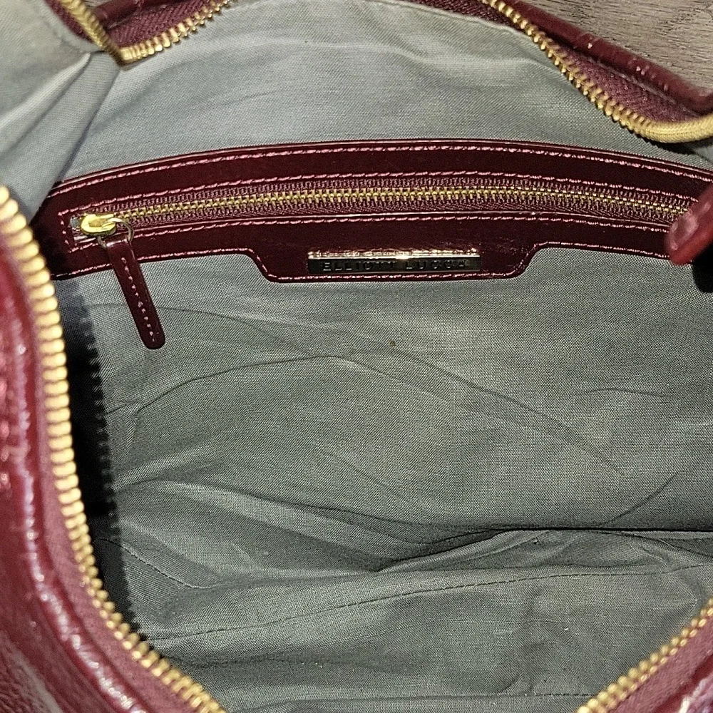 Elliot Lucca Elegant Burgundy Woven Leather Shoulder Bag